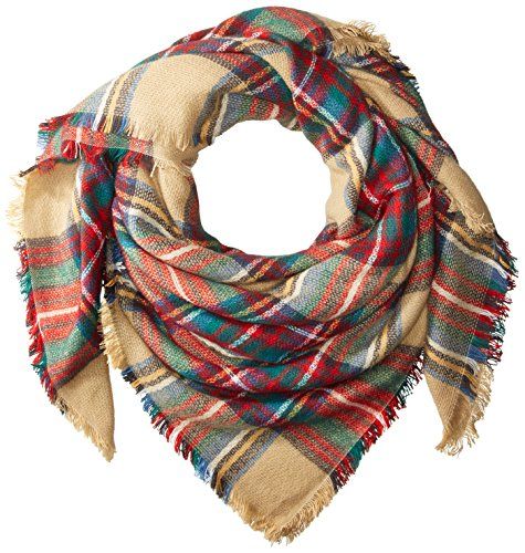 Tickled Pink Bountiful Plaid Heavyweight Blanket Scarf To Keep You Warm All Winter (55 x 55") | Amazon (US)