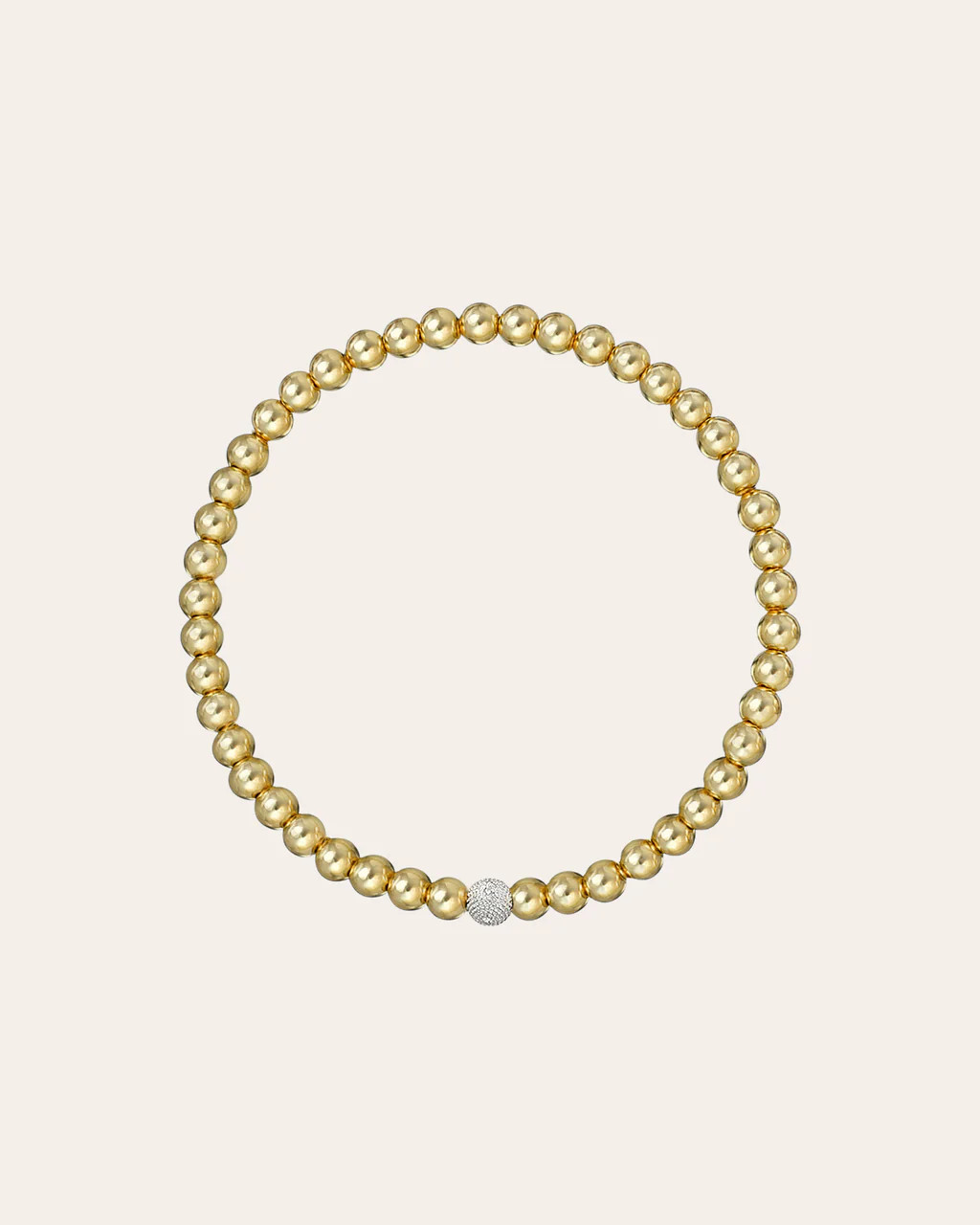 4mm Gold Bead Bracelet with Diamond Bead | Zoe Lev Jewelry