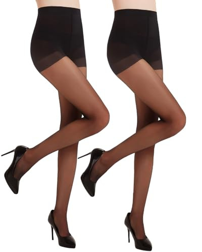 oeat 2 Pairs Women's Black Sheer Tights - 20D Non Rip Silky Control Top Pantyhose for Reinforced Toes - Smooth & Durable（Black-M） | Amazon (US)
