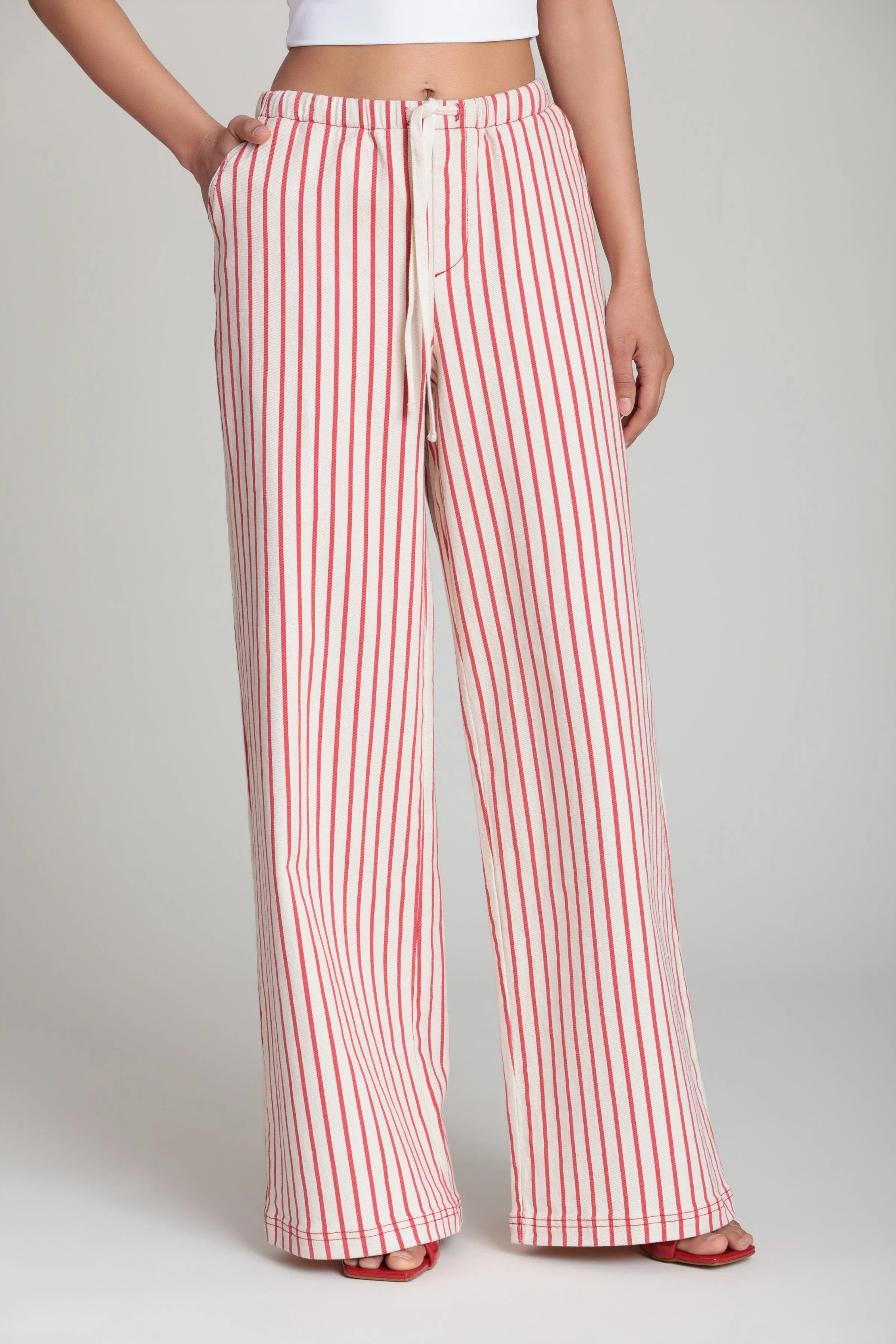 Striped Stretch Cotton Wide Leg Pants | Avec Les Filles
