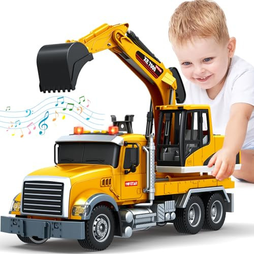 Bstoyder Kids Toys for 3 4 5 6 7 8 Years Old Boys, Large Excavator Truck Toy with Lights, Sounds, Toddler Friction Powered Truck Vehicle Toy for Boys Girls Christmas Birthday Gifts | Amazon (US)