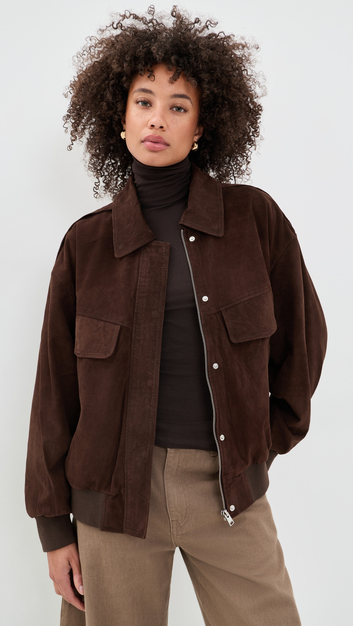 LAMARQUE Trevanna Suede Bomber Jacket Chocolate Brown XS | Shopbop