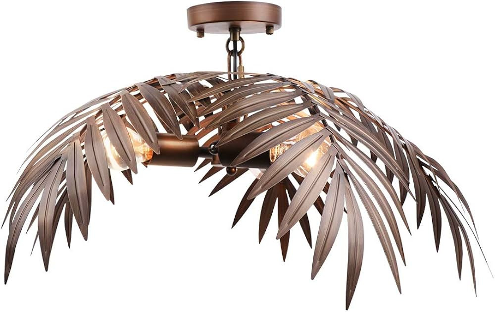 Newrays Vintage Tropical Coconut Leaves Ceiling Lighting Rustic Tree Lights Living Room Dining Ro... | Amazon (US)