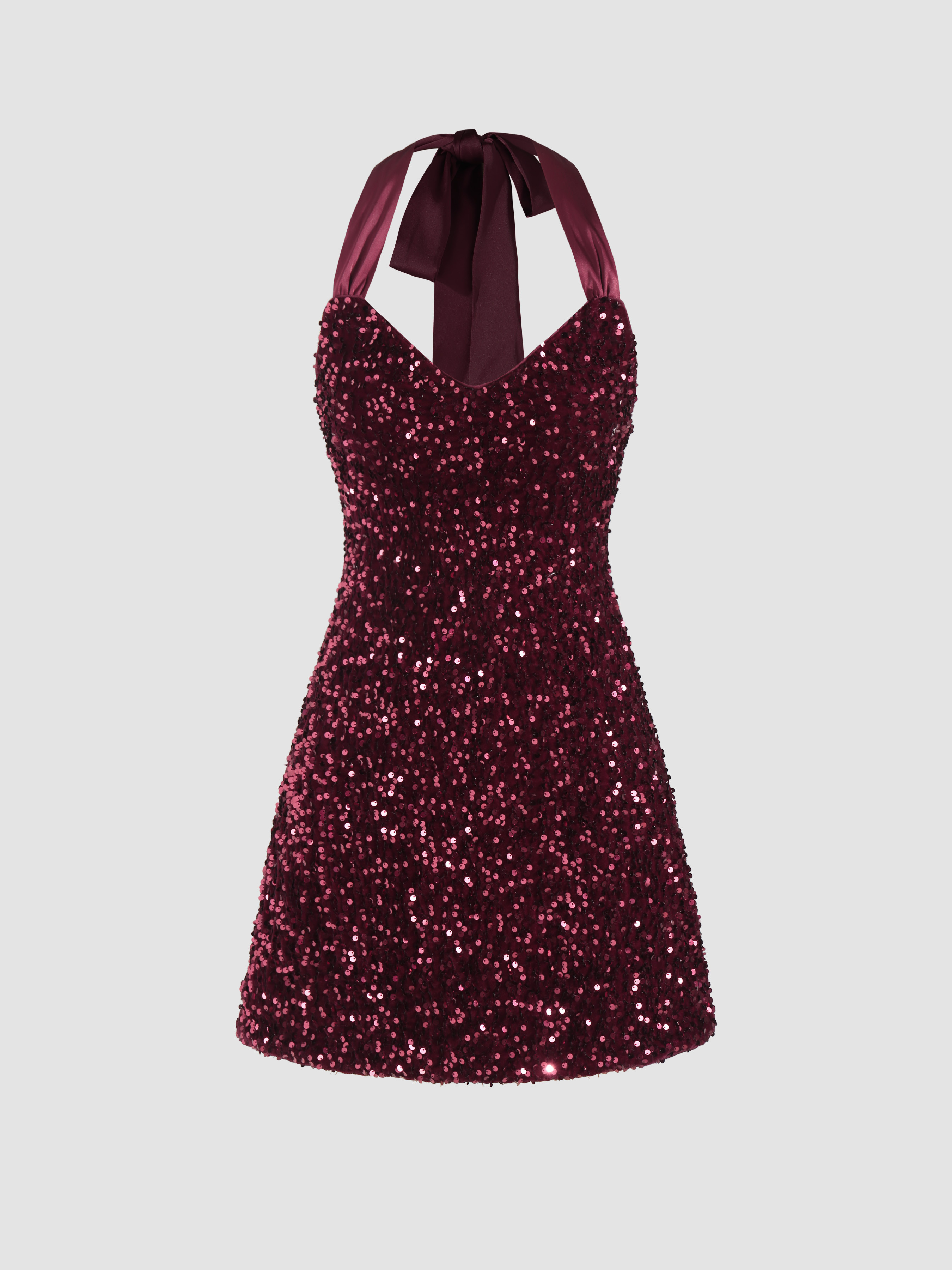 Sequin V-neck Halter Mini Dress | Cider