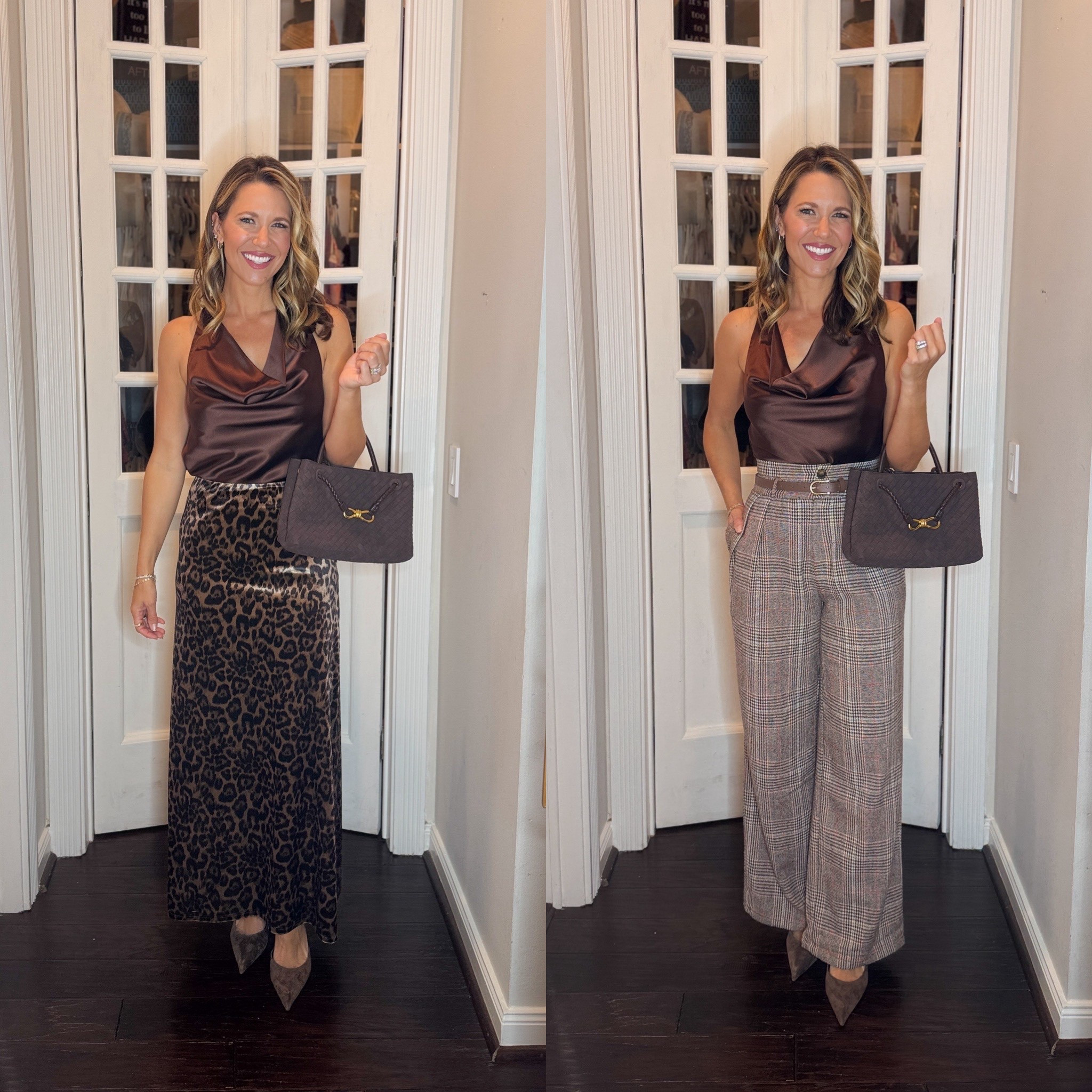 1 beautiful satin top, styled 2 ways 

#LTKHoliday #LTKOver40 #LTKFindsUnder100