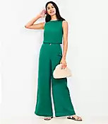 Linen Blend Pull On Wide Leg Pants | LOFT