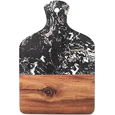 Cutting Board with Marble and Natural Wood,Serving Board for Steak Fruits with Handle,Chopping Bo... | Amazon (US)