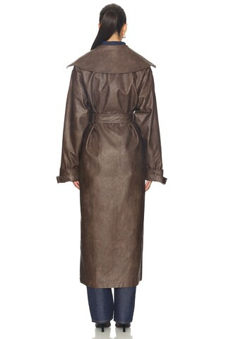 Astra Faux Leather Trench in Brown | Revolve Clothing (Global)
