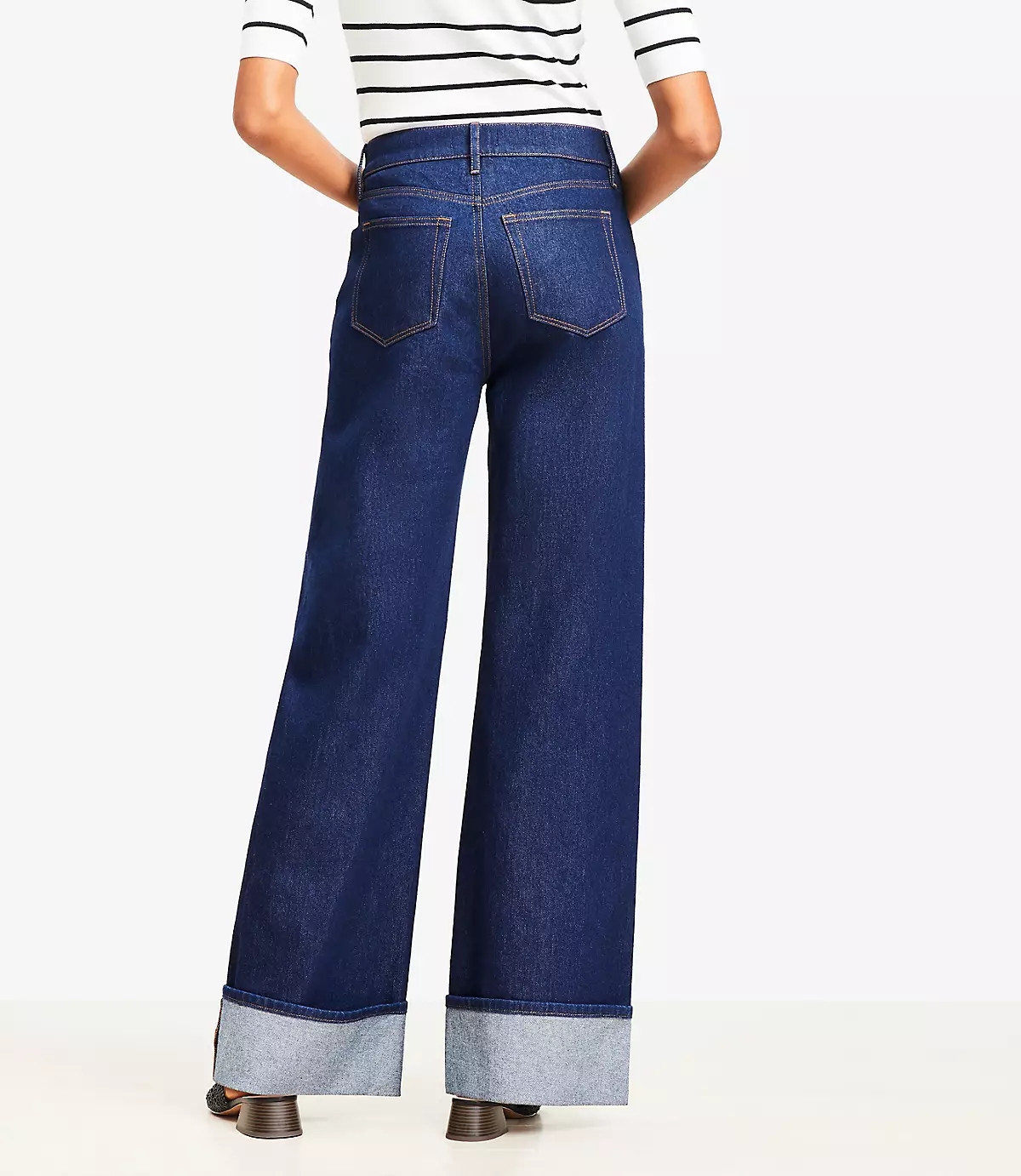Tall Cuffed High Rise Wide Leg Jeans in Rinse Wash | LOFT