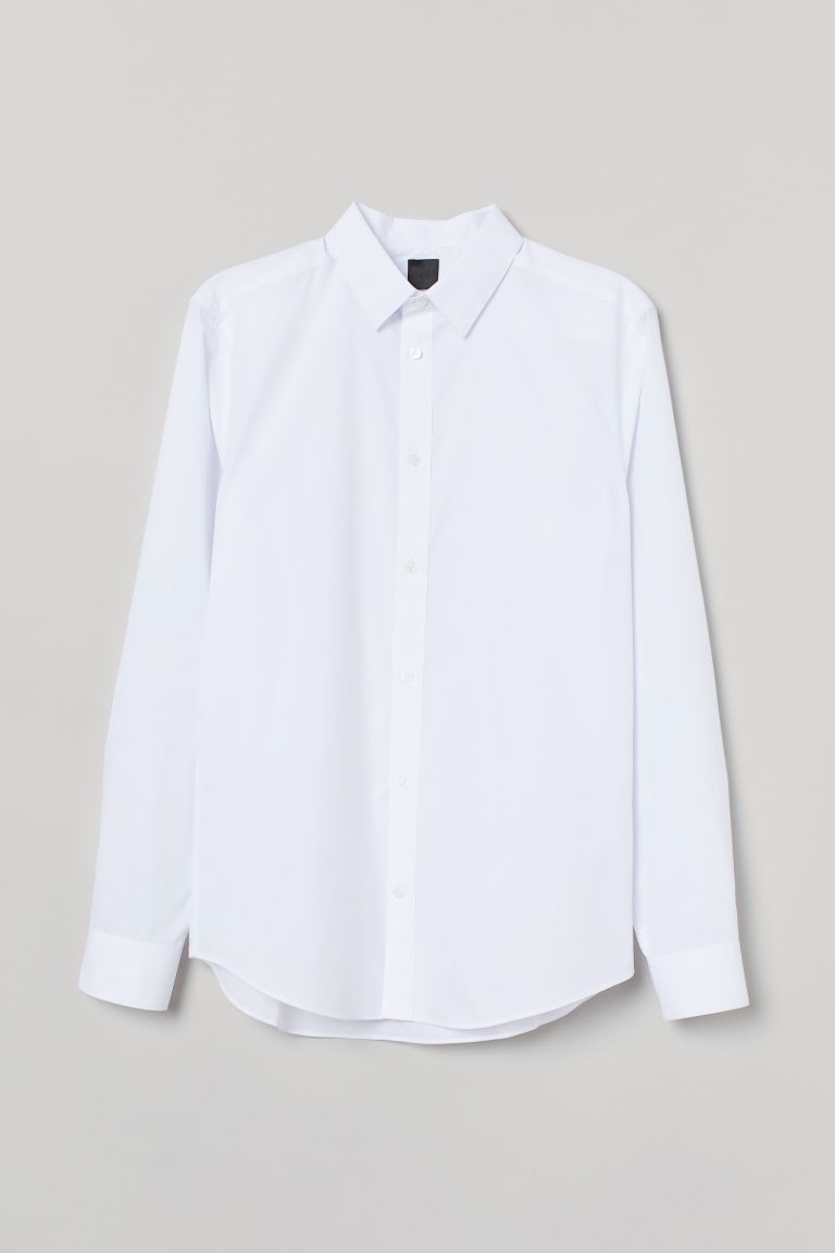 H & M - Slim Fit Easy-iron Shirt - White | H&M (US)