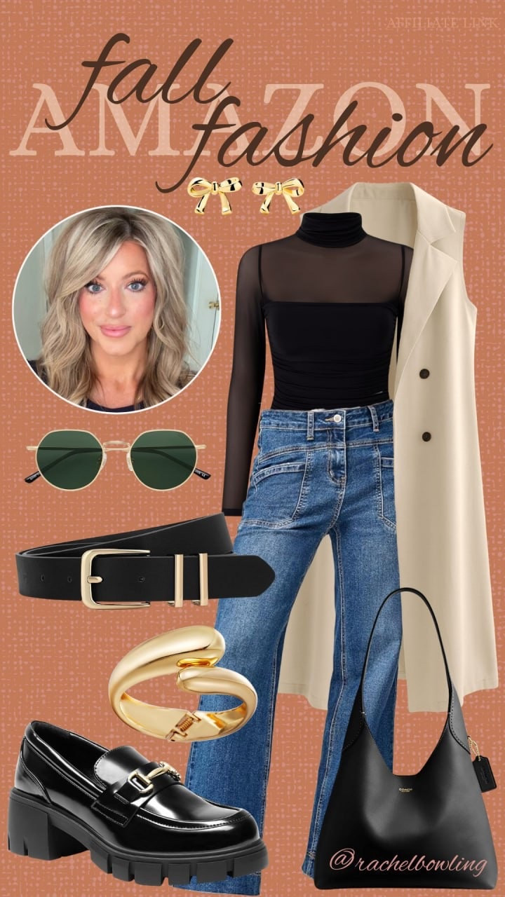 ✨ Fall fashion finds from Amazon 🍂

This look is chic, timeless, and so easy to recreate for the season! Perfect for date night, brunch, or the office!

🖤 Sheer black turtleneck
👖 High-rise denim
🤍 Cream trench
👜 Sleek black shoulder bag
👢 Chunky loafers
💍 Gold accessories

#fallfashion #amazonfashionfinds #neutralstyle #falloutfitideas #rachelbowling #amazoninfluencer #affiliatelink

#LTKMidsize #LTKFallSale #LTKSeasonal