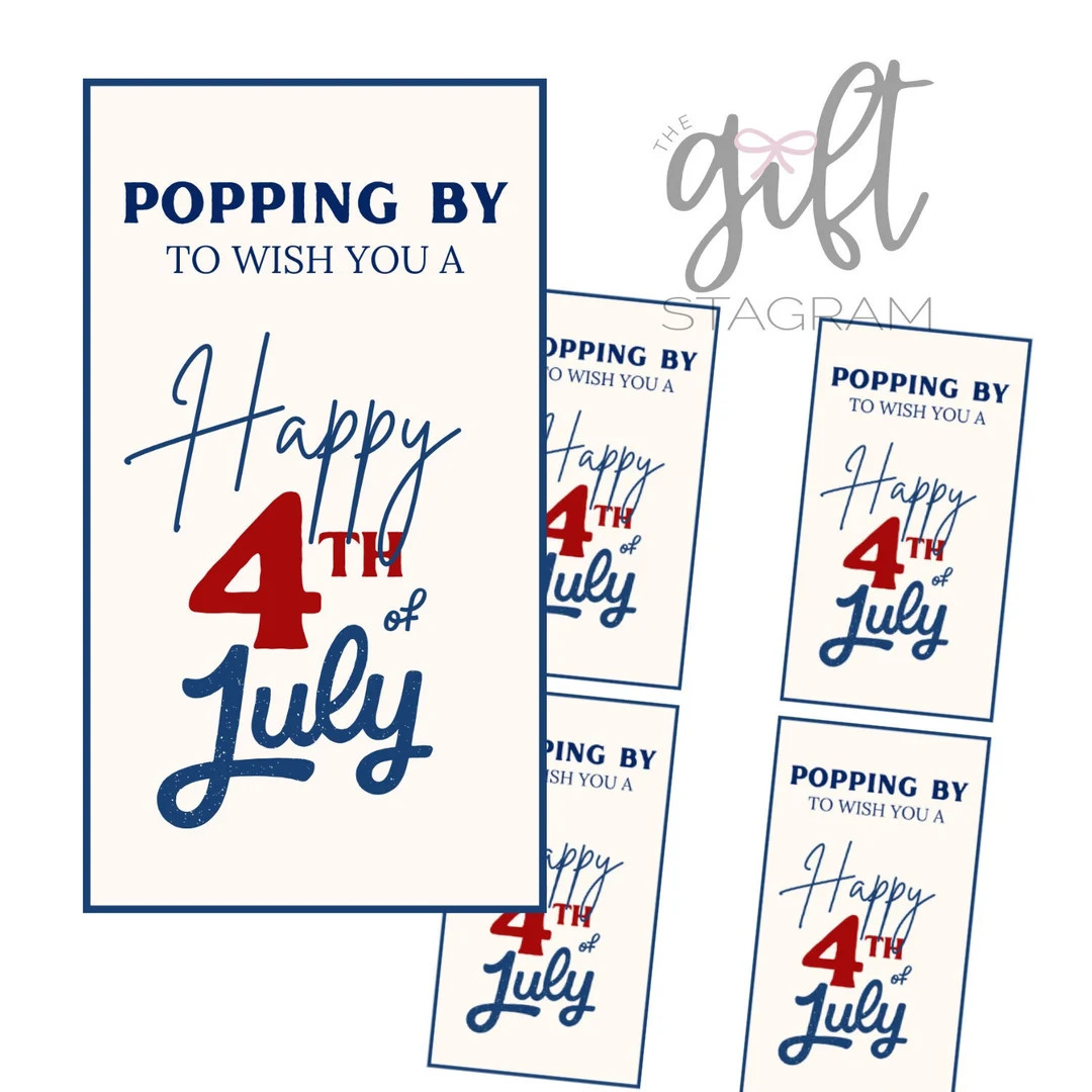 Popping by to Wish You a Happy Fourth of July Gift Tag | DIGITAL DOWNLOAD | 4th of July Gift Idea... | Etsy (US)