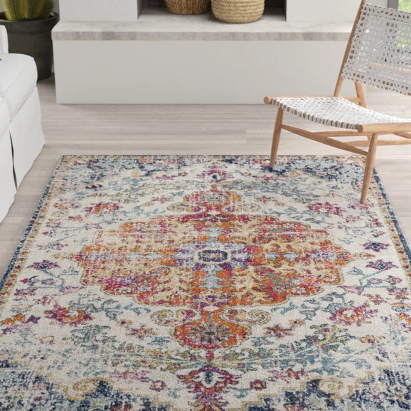 Hillsby Oriental Orange/Navy Area Rug | Wayfair North America