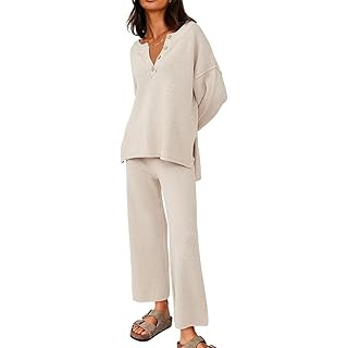 Kissfix Womens Lounge Sets 2 Piece Trendy Cozy Knit Slouchy Loungewear Sweater Set | Amazon (US)