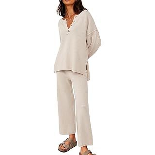 Kissfix Womens Lounge Sets 2 Piece Trendy Cozy Knit Slouchy Loungewear Sweater Set | Amazon (US)