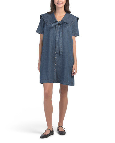 Collared Denim Mini Dress For Women, Cotton | TJ Maxx