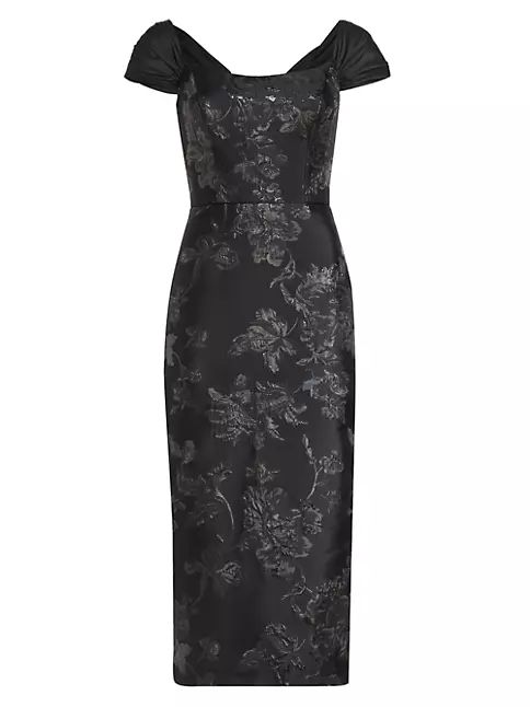 Brocade & Taffeta Tea-Length Dress | Saks Fifth Avenue