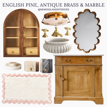 New England Interiors • English Pine, Antique Brass & Marble • Mirror, Basin, Towels, Candles, Faucet, Cabinet, Vanity, Bathroom Decor. 🏡🫧

TO SHOP: Click the link in bio or copy and paste this link in bio



#LTKhome #LTKFind