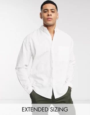 ASOS DESIGN 90s oversized linen shirt in white | ASOS (Global)