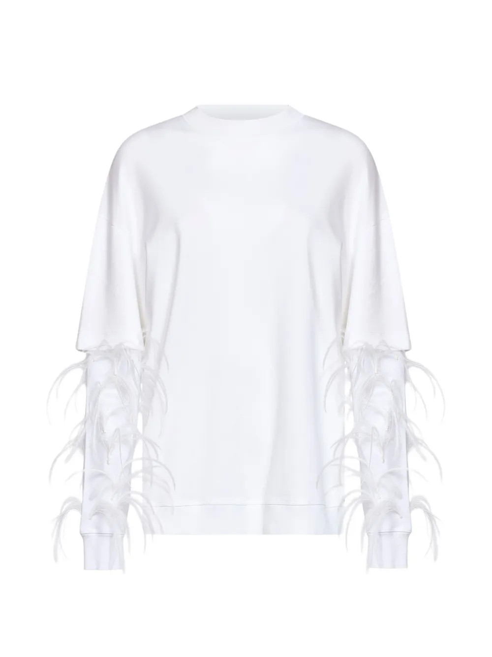 DARKPARK Troy feather-embellished layered-sleeve sweater - White | Farfetch Global