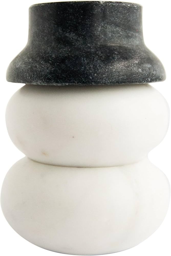 Creative Co-Op 3-Level Marble Snowman Shaped Pinch Pots with Hat Lid, White and Black | Amazon (US)