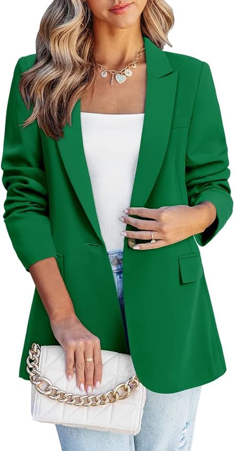 CHICZONE Womens Long Sleeve Casual Blazers Open Front Lapel Button Work Office Blazer Jackets | Amazon (US)