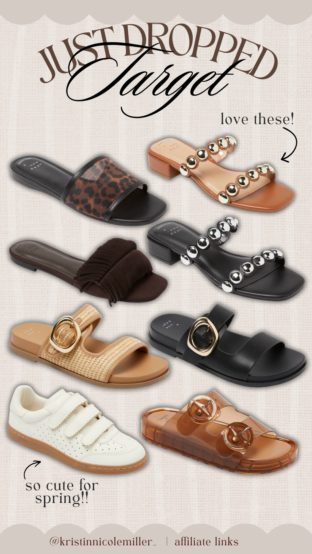 The cutest sandals / slip ons for spring!! So fun for a winter vacation or trip 🏝️ 

Seasonal target affordable shoes trending mom favorite tan brown cognac faux leather black 

#LTKSeasonal #LTKFindsUnder50 #LTKootd