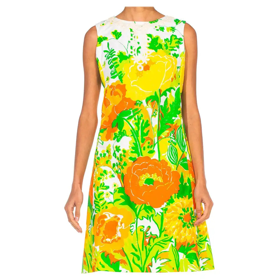 1960S LILLY PULITZER Large Scale Floral Printed Cotton Dress | 1stDibs