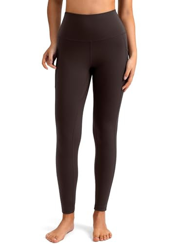 Colorfulkoala Women's High Waisted Yoga Pants 7/8 Length Leggings with Pockets(XS, Espresso) | Amazon (US)