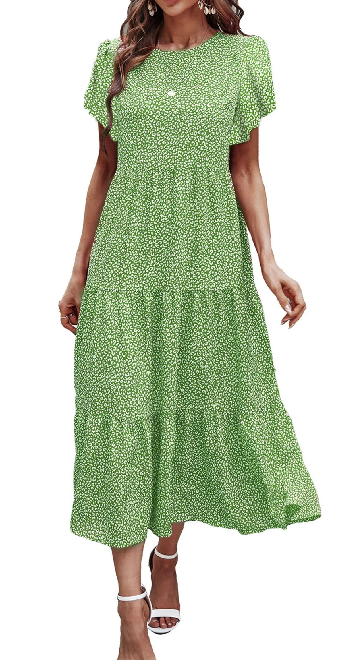 Fantaslook Dresses for Women Summer Casual Boho Dress Floral Print Ruffle Sleeve Midi Beach Dress... | Walmart (US)