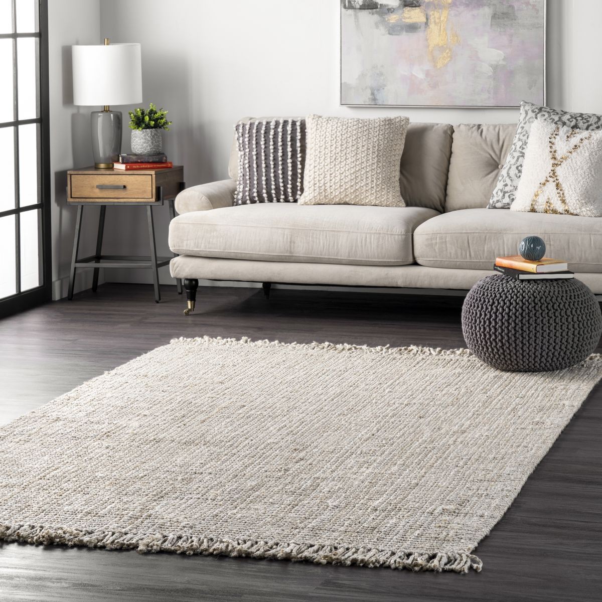 Off White Chunky Loop 7' 6" x 9' 6" Area Rug | Rugs USA