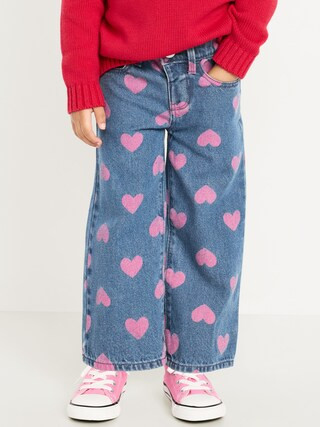 Baggy Embroidered Wide-Leg Jeans for Toddler Girls | Old Navy (US)