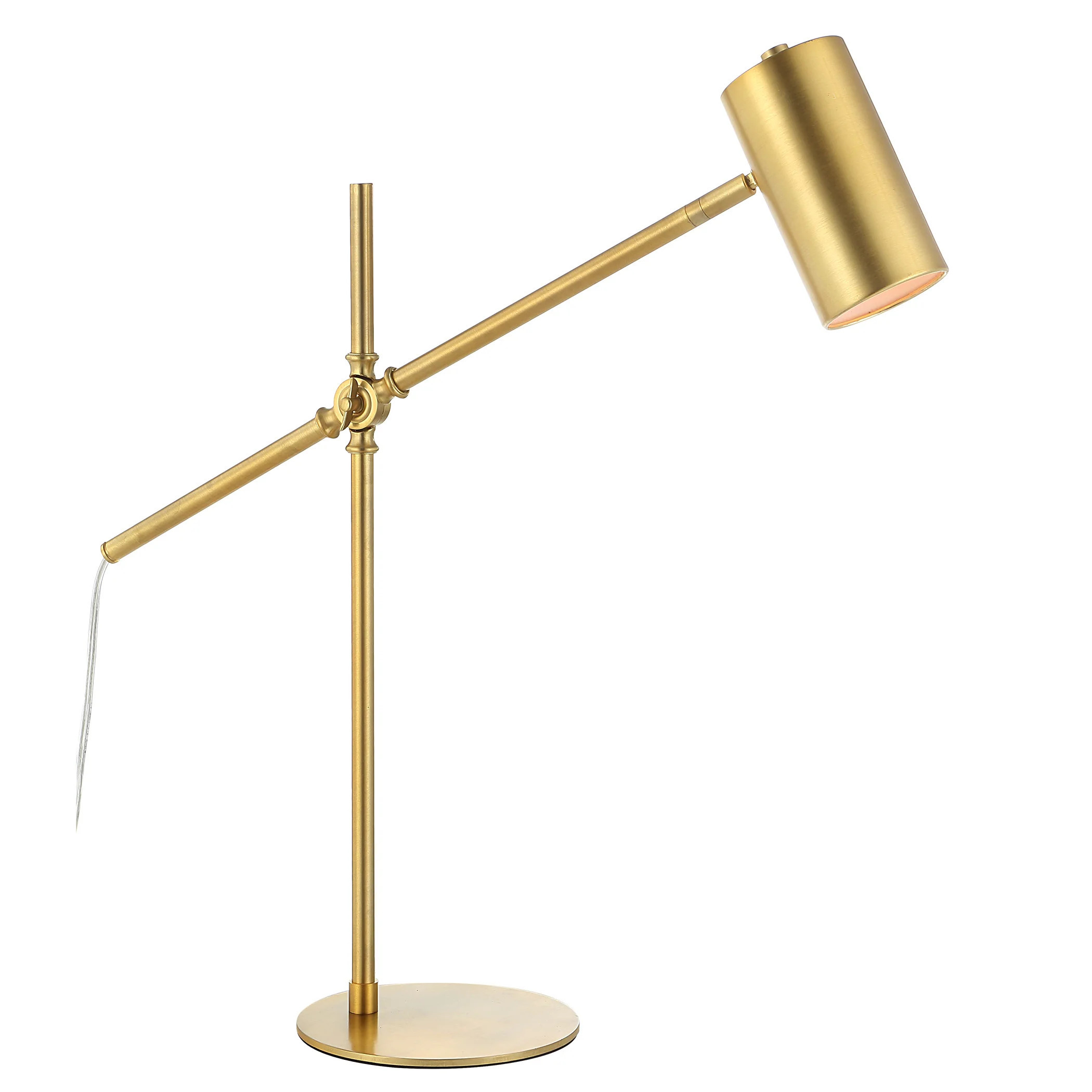 Contemporary Desk Lamp with Gold Finish and Cylinder Shade - 7.5"D x 25.75"W x 24.5"H | Bed Bath & Beyond