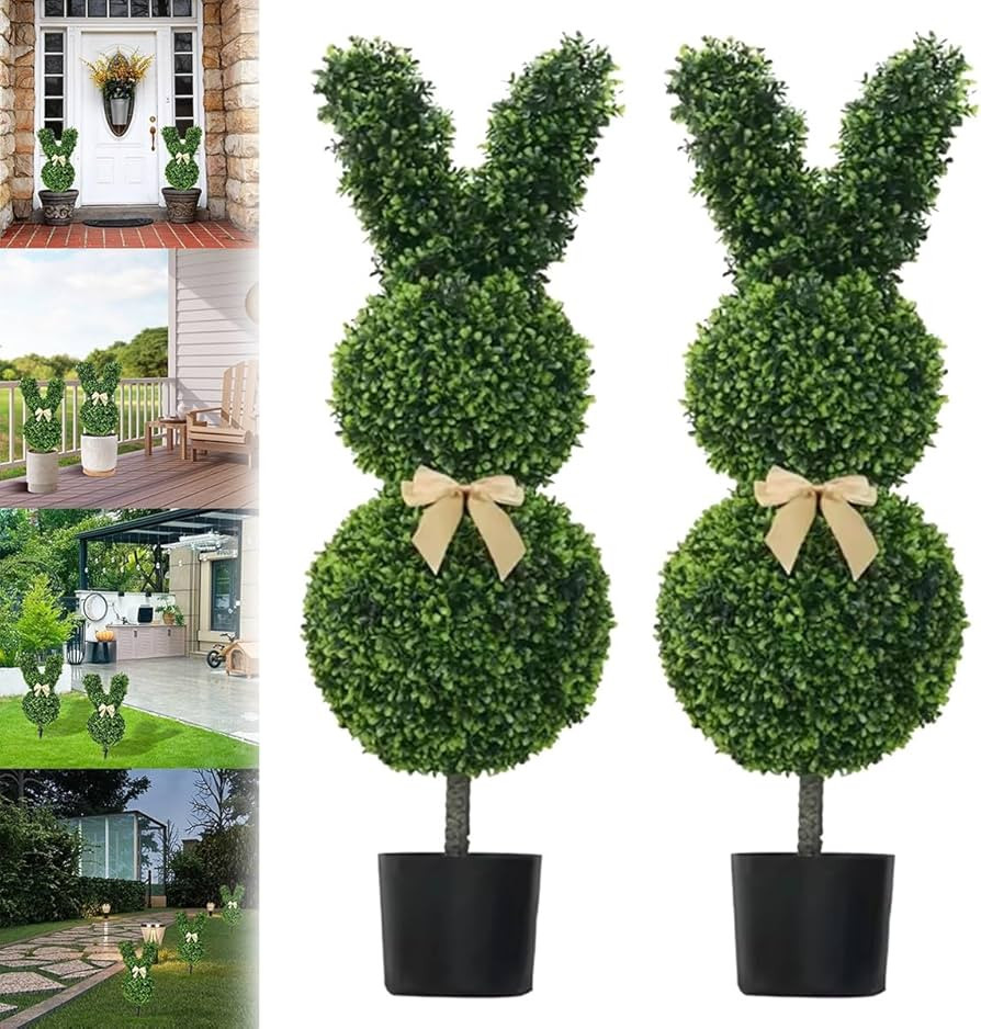 Topiary Bunny Outdoor, Artificial Bunny-Shaped Topiary Tree, Runnies Shaped Topiary Trees, Weathe... | Amazon (US)