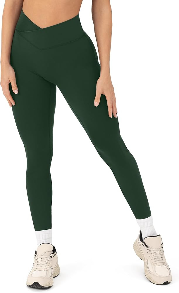 Pilates Crossover Leggings for Women | Buttery Soft High Waisted V Cut Cross Waist Workout Yoga P... | Amazon (US)