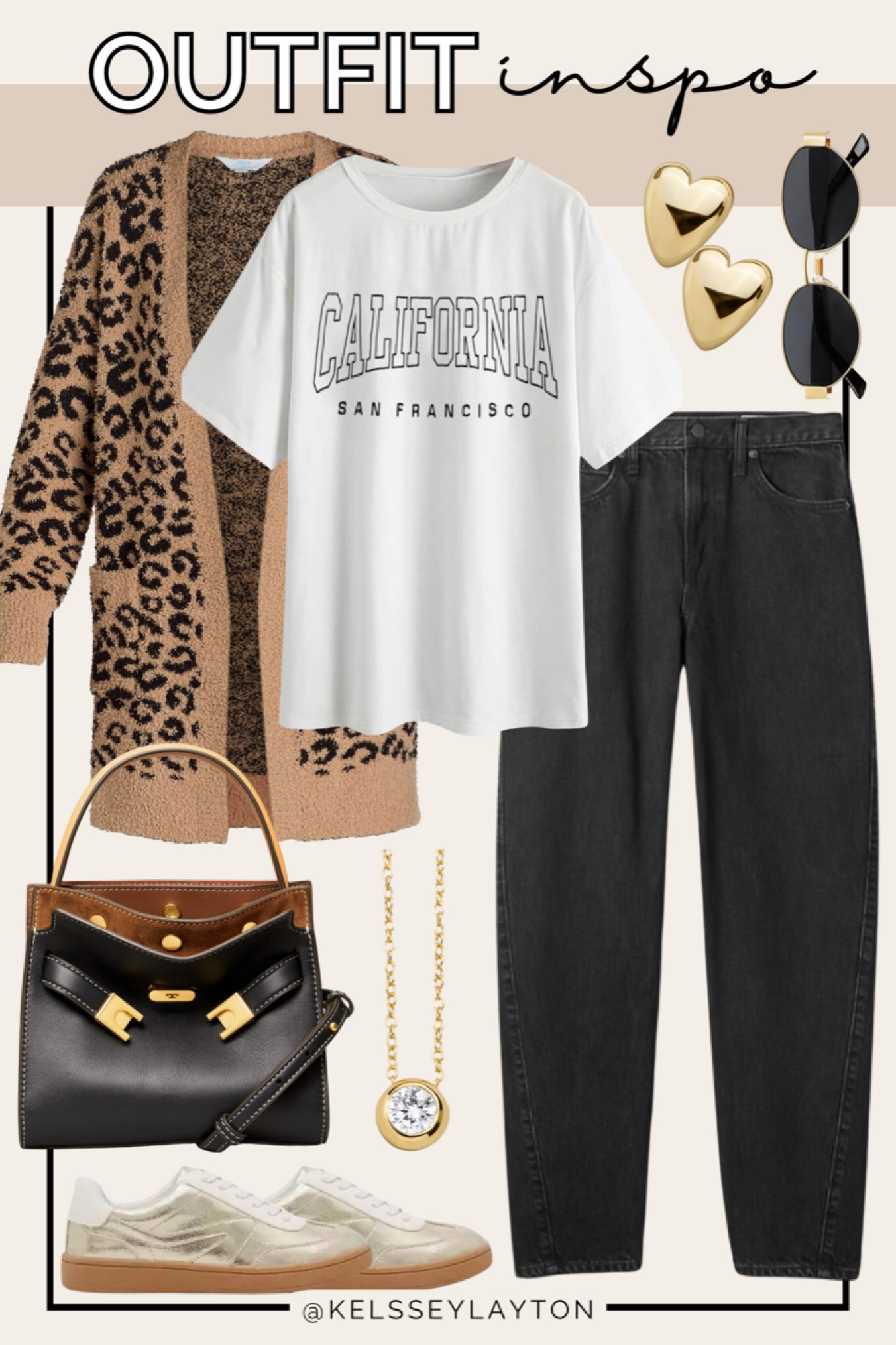 Outfit idea, Walmart find, Walmart fashion, time and tru, leopard cardigan, white graphic tee, Amazon find, black jeans, Tory Burch purse, gold sneakers 

#LTKFindsUnder50 #LTKFallSale #LTKSaleAlert