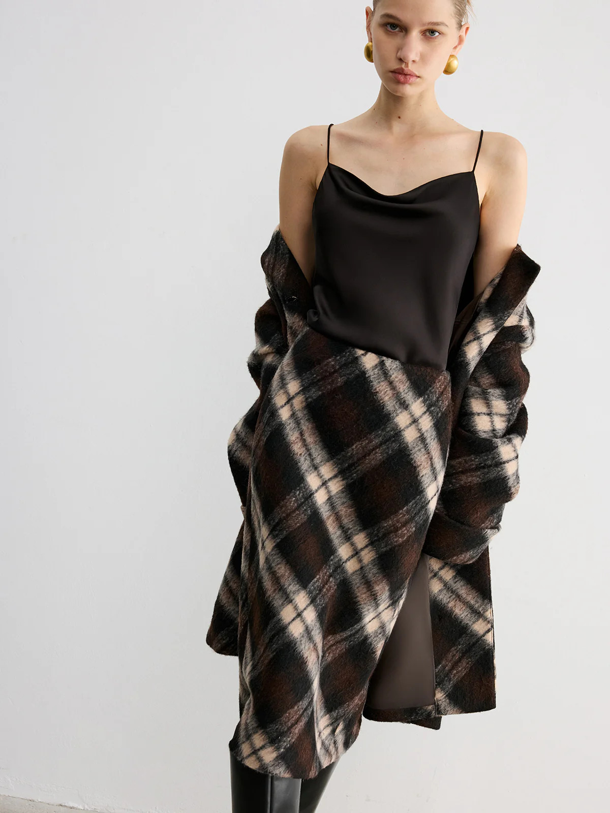 Plaid Wool-Blend Midi Pencil Skirt | Commense