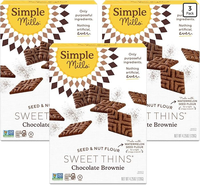 Simple Mills Chocolate Brownie Seed and Nut Flour Sweet Thins, Paleo Friendly and Delicious Sweet... | Amazon (US)