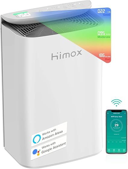 HIMOX 2023NEW HEPA 14 Air Purifiers for Home,Large Room Up to 1560 Sq ft, Smart WiFi PM2.5 Air Qu... | Amazon (US)