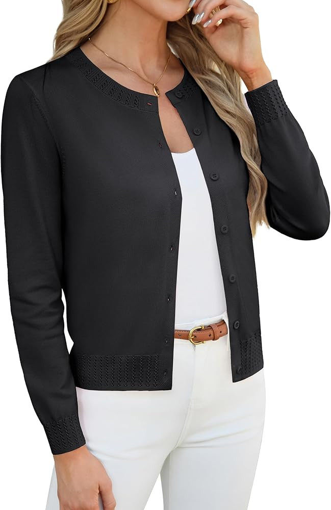 GRACE KARIN Womens Cropped Cardigan Sweaters Trendy Lightweight Shrugs Button Up Long Sleeve Knit... | Amazon (US)