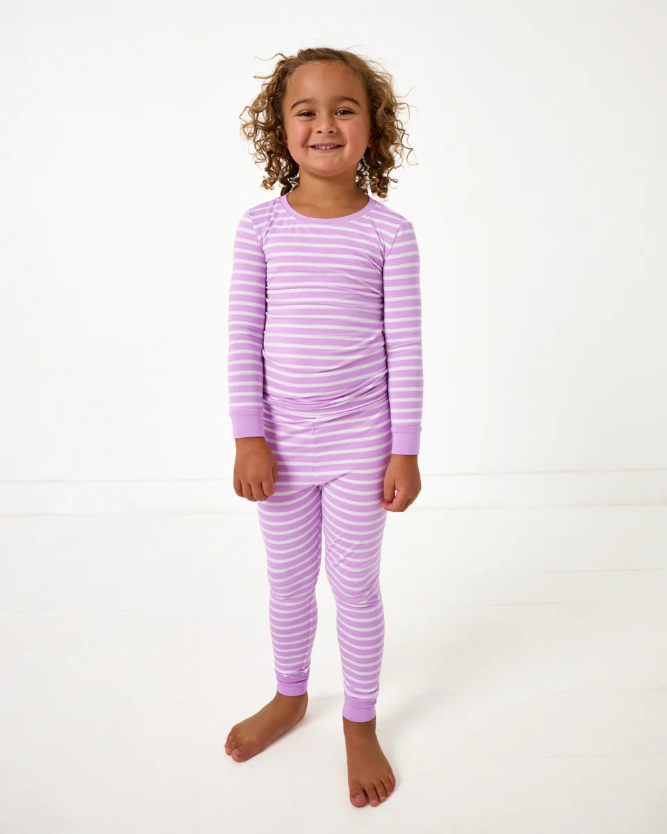 Sweet Orchid Stripe Two-Piece Pajama Set | Little Sleepies