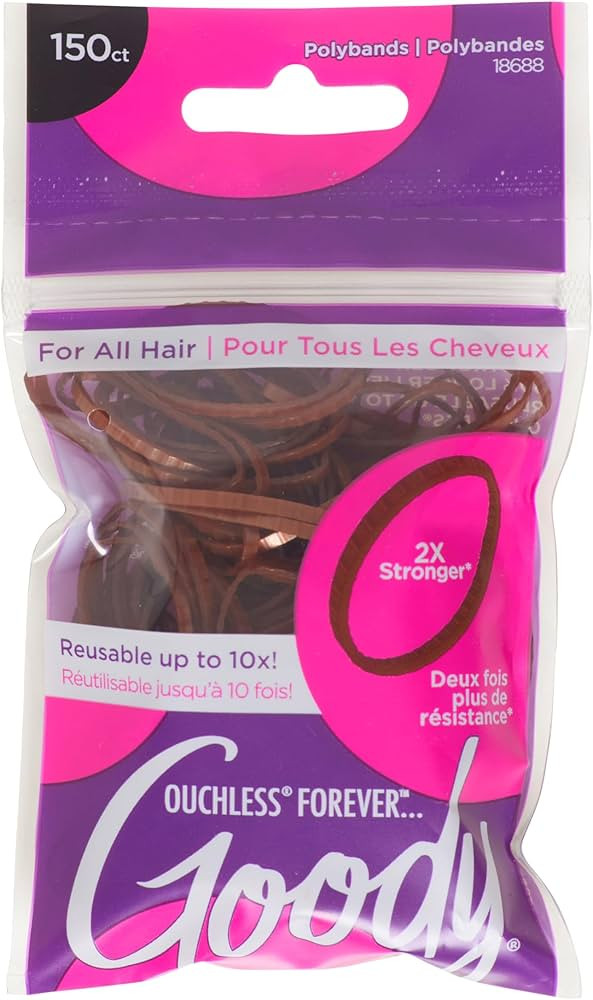 Goody Ouchless Womens Polyband Elastic Hair Tie, 150 Count, Brown, Fine Hair Accessories, Style w... | Amazon (US)