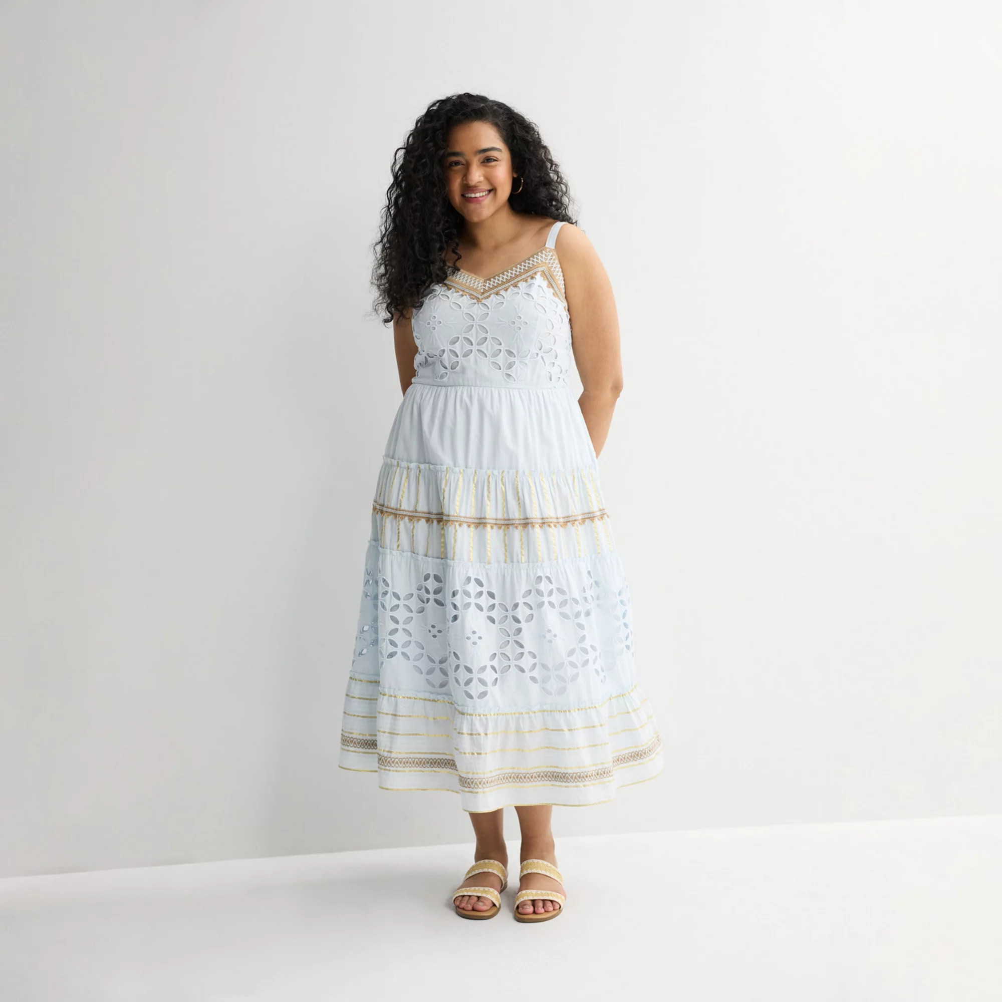 Plus Size Farmers Market Tiered Slip Dress with Crochet Detail | Kohl's
