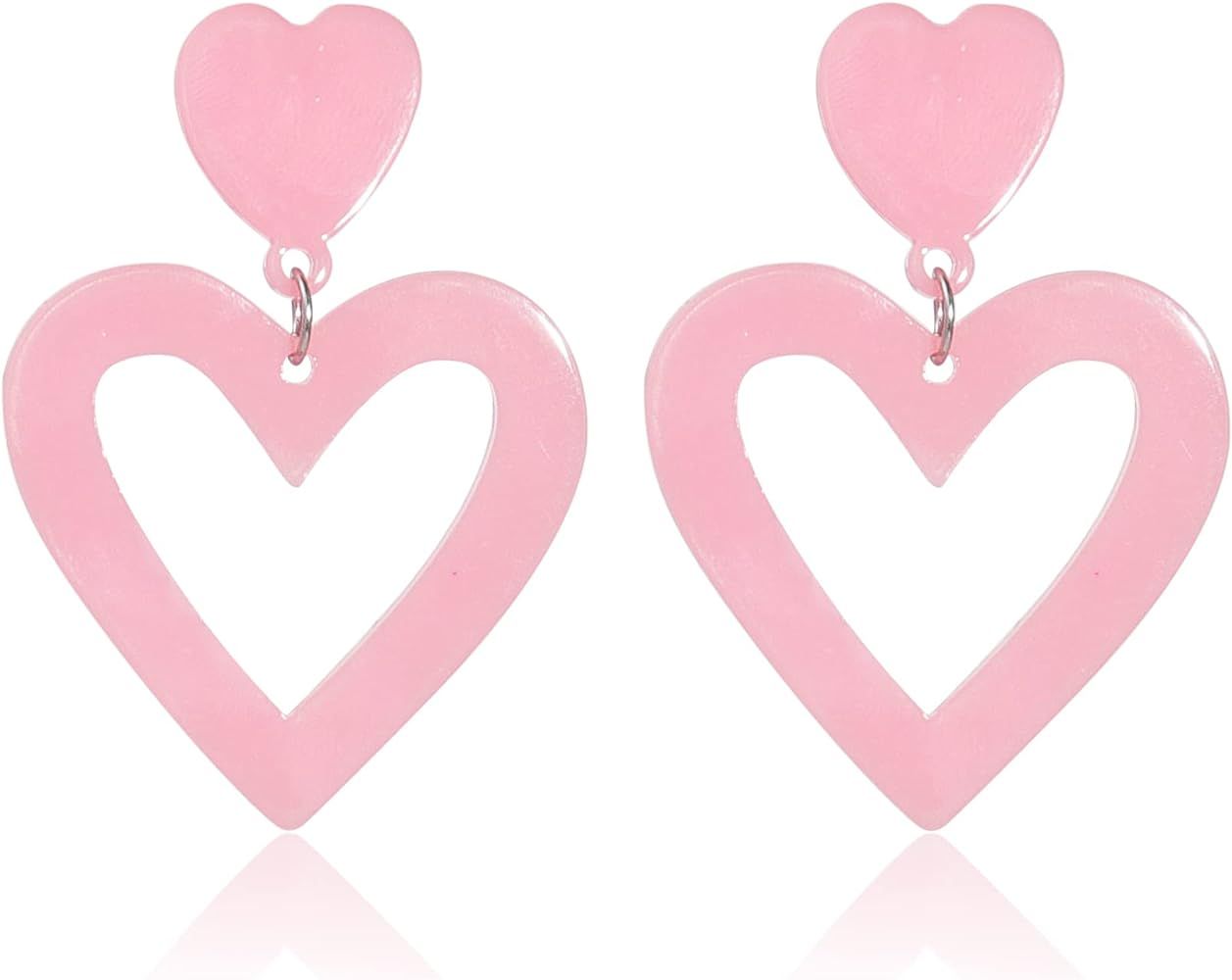 Set Heart Love Couple Colorful Stud Hoop Dangle Earrings 80 90s Retro Earrings Rectangle for Wome... | Amazon (US)
