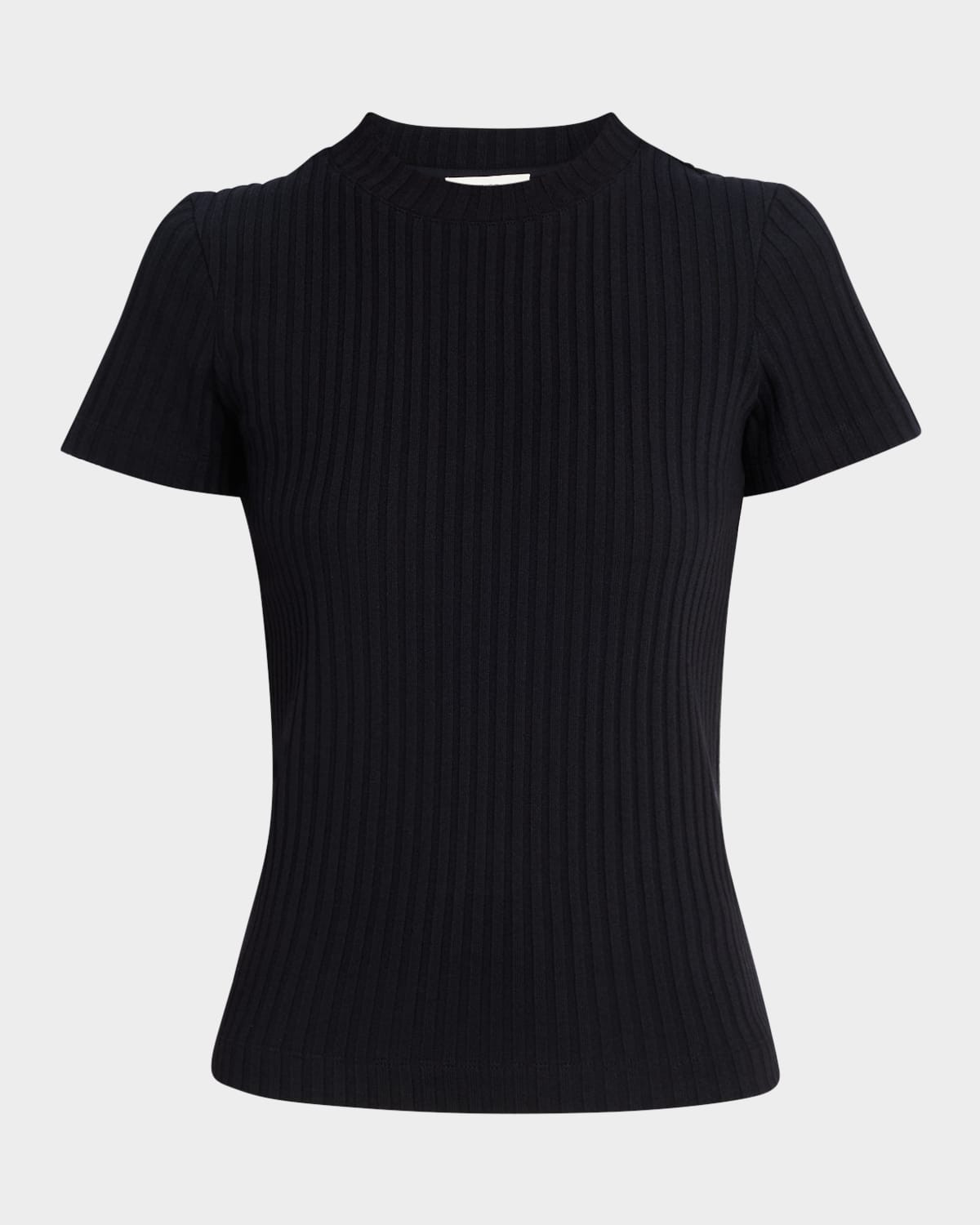 Ribbed Short-Sleeve Crewneck Top | Neiman Marcus