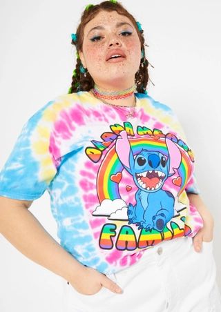 Plus Rainbow Tie Dye Ohana Stitch Graphic Tee | rue21