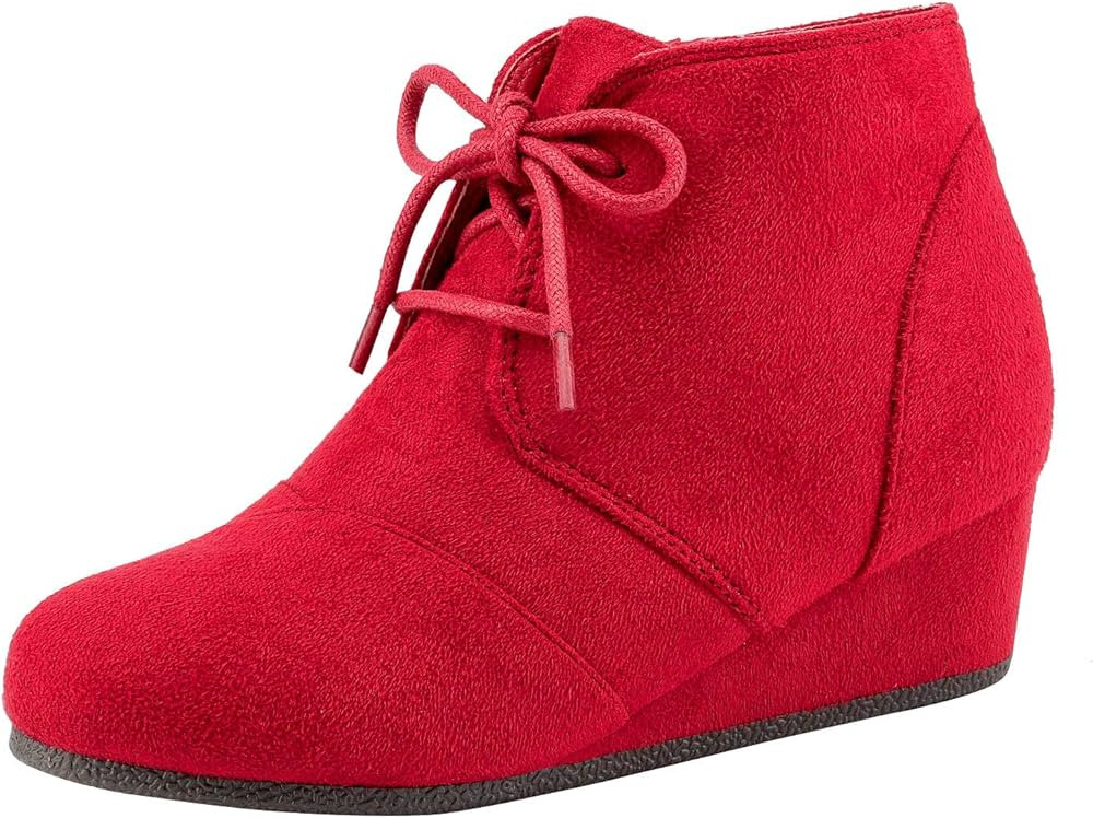 DREAM PAIRS Toddler/Little Kid/Big Kid Girl's Low Wedge Heel Booties Shoes | Amazon (US)