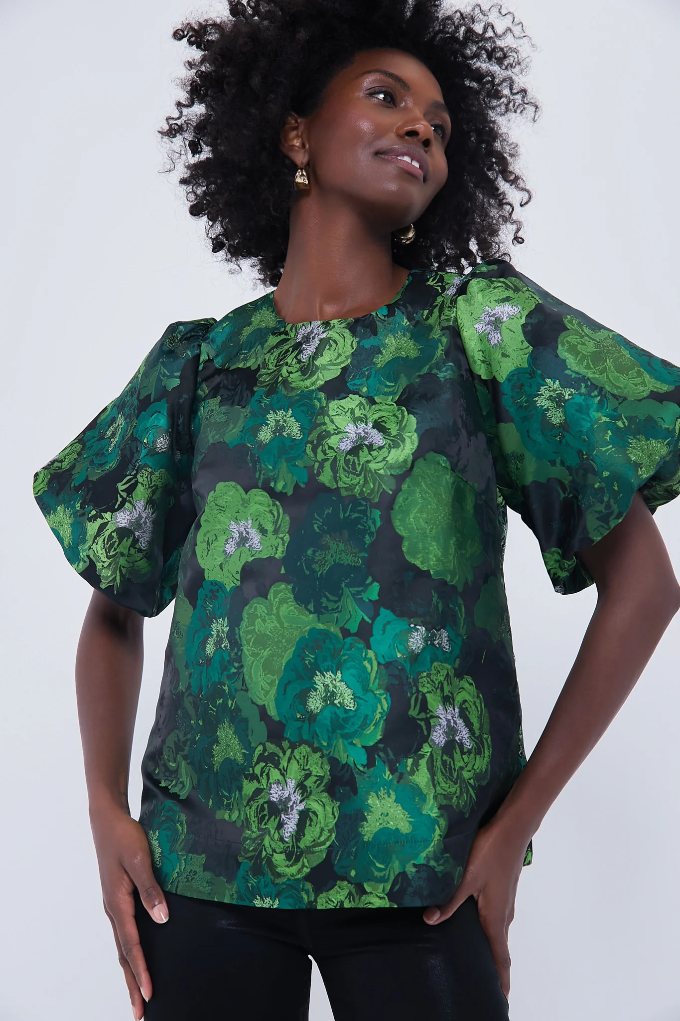 Green Jacquard Lyla Blouse | Tuckernuck (US)