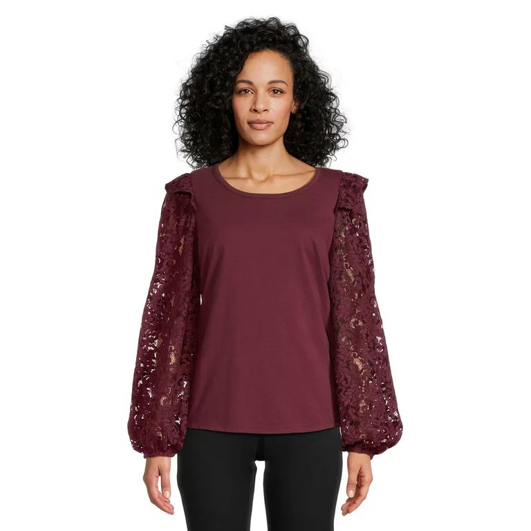 The Pioneer Woman Lace Sleeve Blouse, Women's, Sizes XS-3XL | Walmart (US)
