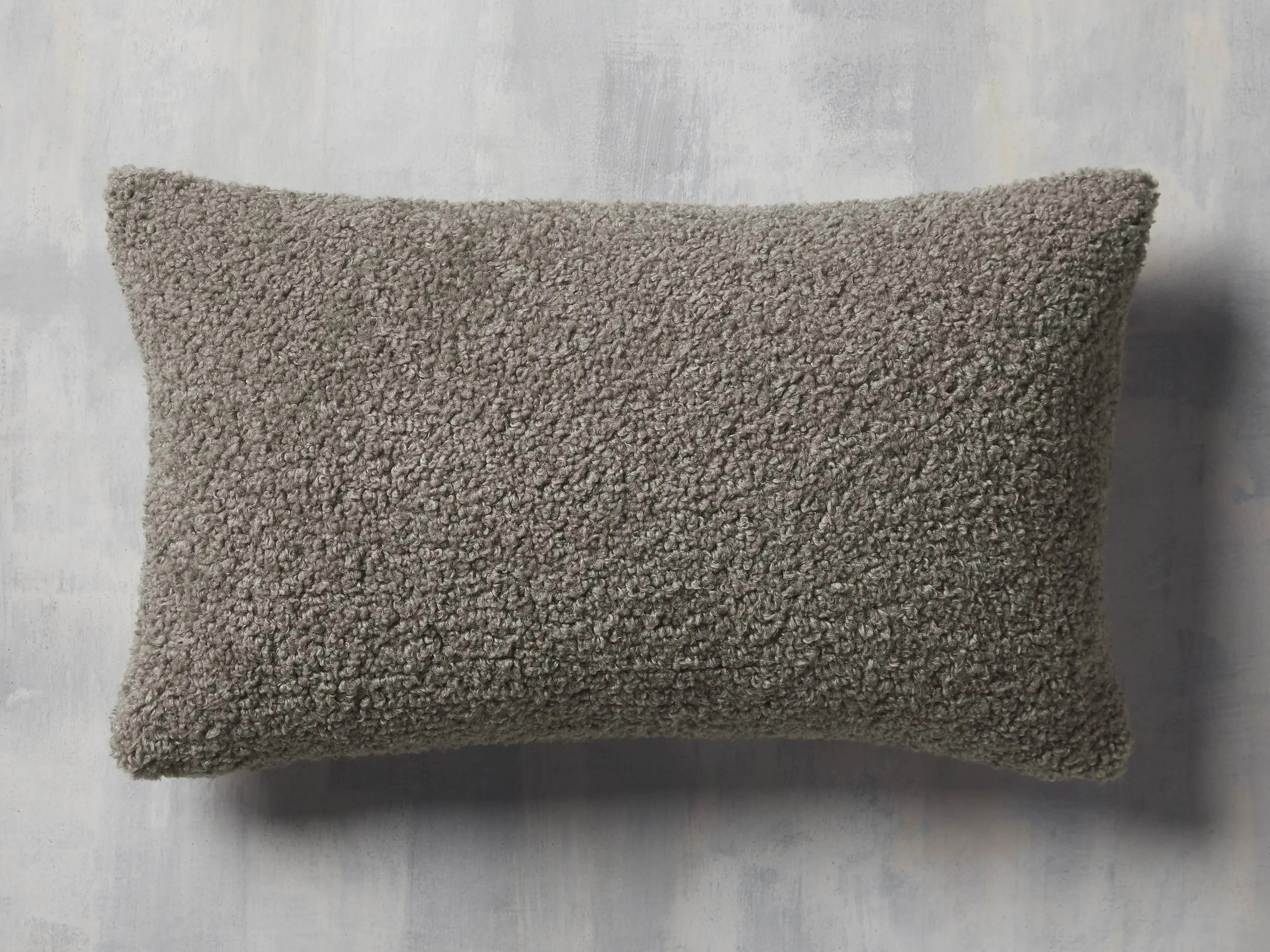 Faux Sherpa Lumbar Pillow Cover in Grey | Arhaus
